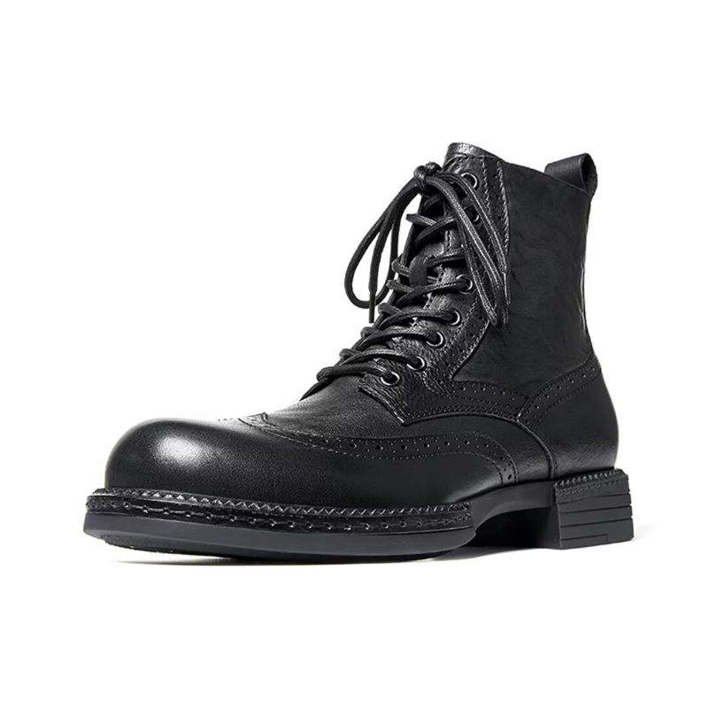 Botas Masculinas Couro Com Zíper - Preto