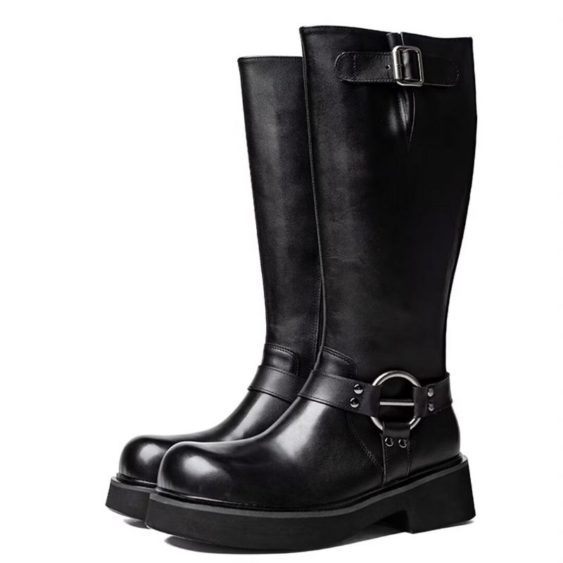 Botas Masculinas Couro Com Zíper - Preto