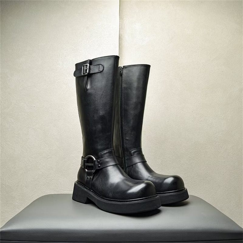 Botas Masculinas Couro Com Zíper - Preto