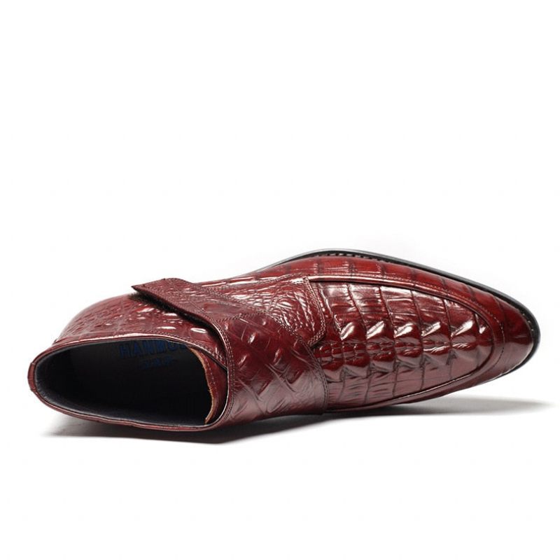 Botas Masculinas Couro Crocodilo Luxo Macias Vinho - Vermelho