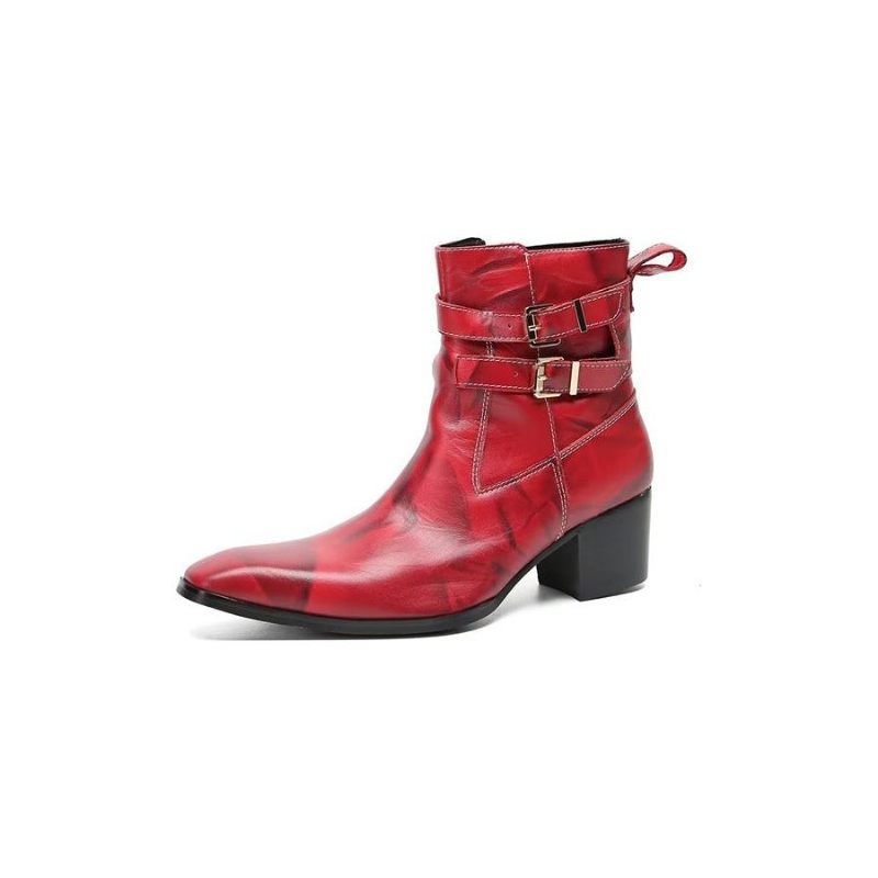 Botas Masculinas Couro Elegantes - Vermelho