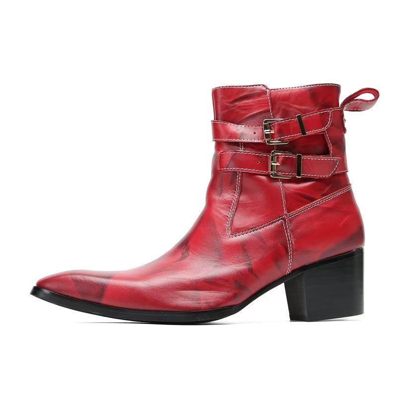 Botas Masculinas Couro Elegantes - Vermelho