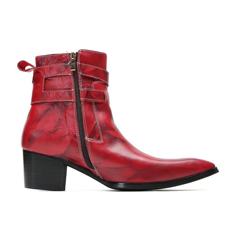 Botas Masculinas Couro Elegantes - Vermelho