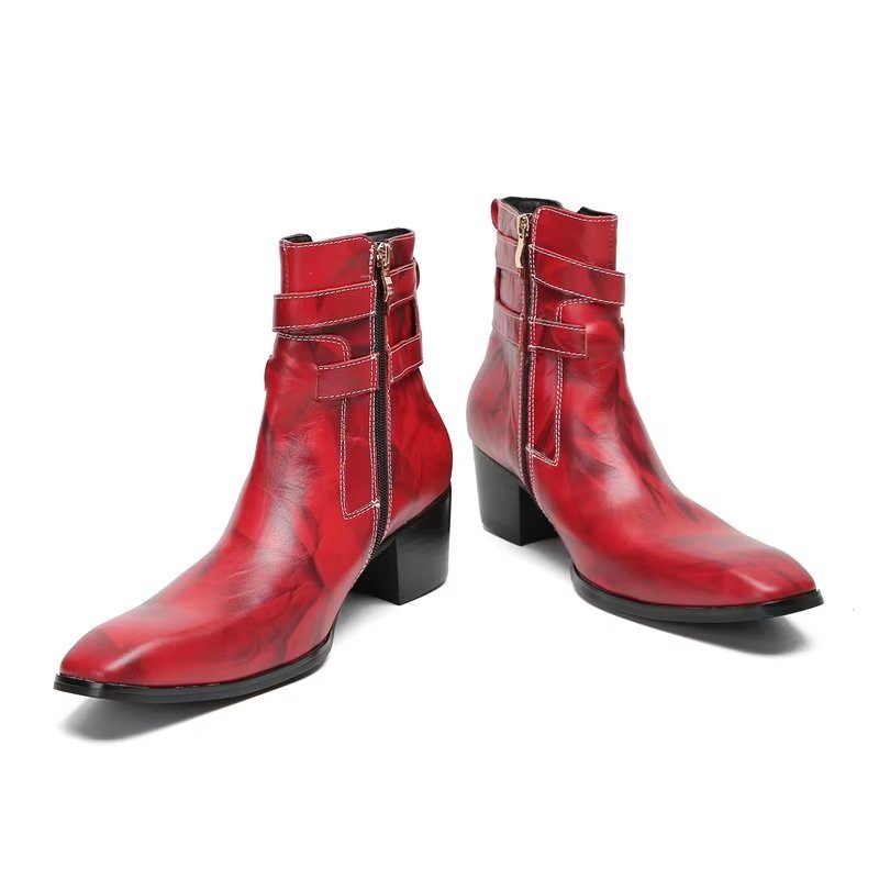 Botas Masculinas Couro Elegantes - Vermelho