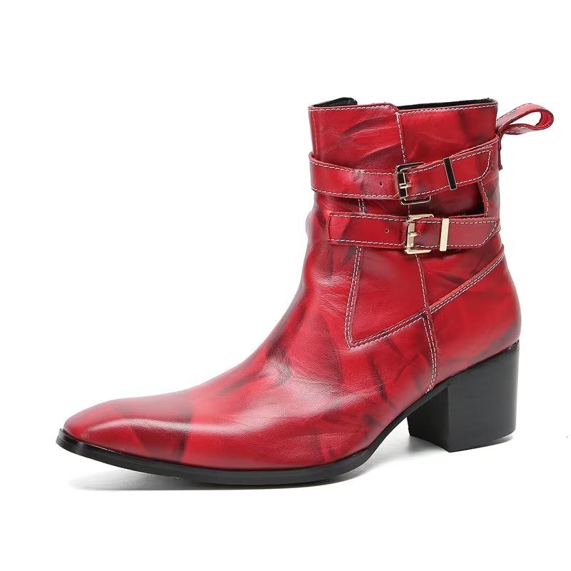 Botas Masculinas Couro Elegantes - Vermelho