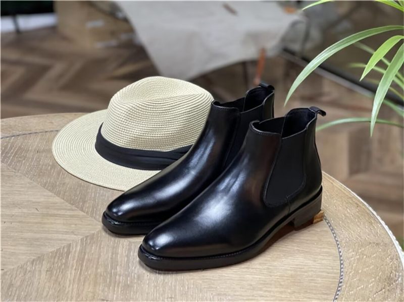 Botas Masculinas Couro Elegantes Para Tornozelo - Preto