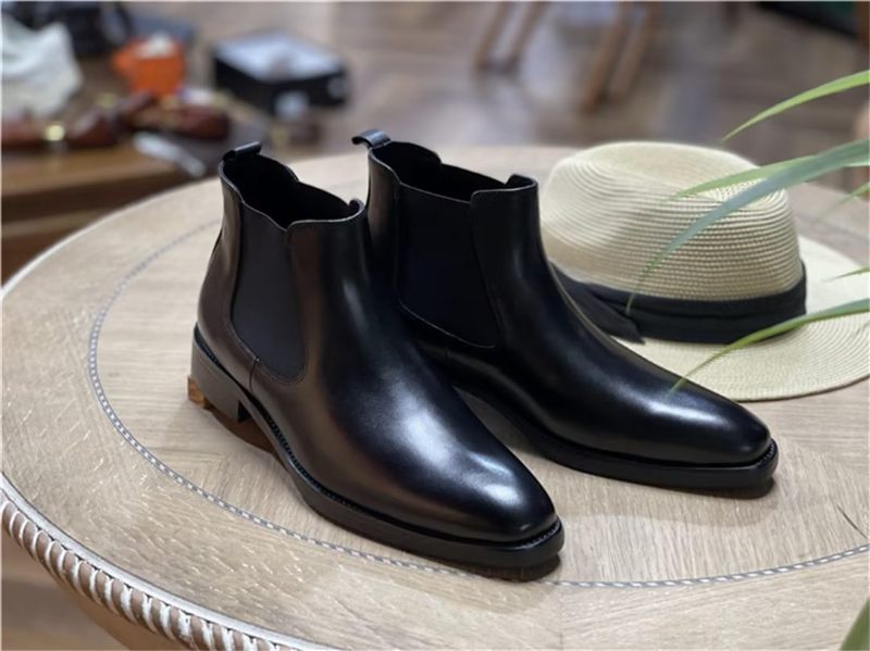 Botas Masculinas Couro Elegantes Para Tornozelo - Preto