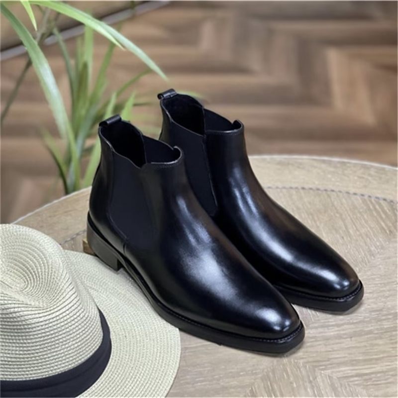 Botas Masculinas Couro Elegantes Para Tornozelo - Preto