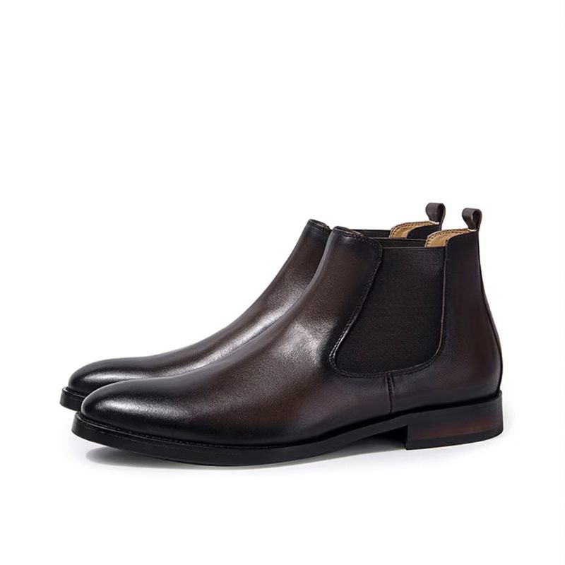 Botas Masculinas Couro Elegantes Para Tornozelo - Café