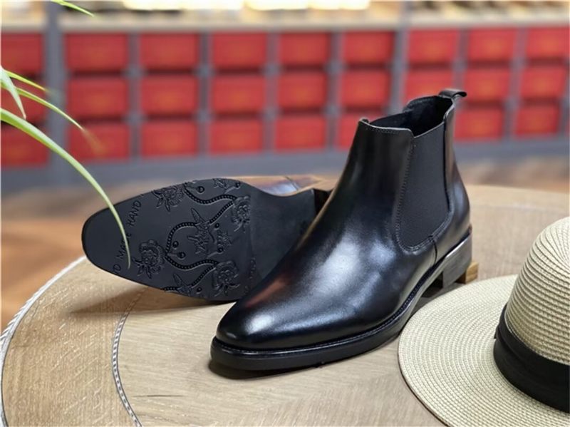 Botas Masculinas Couro Elegantes Para Tornozelo - Preto