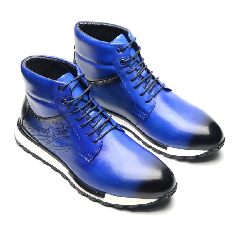 Botas Masculinas Couro Estilo Robusto - Azul