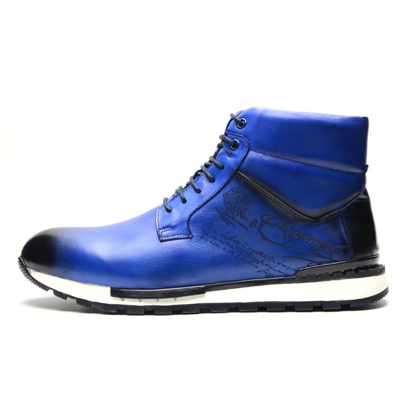 Botas Masculinas Couro Estilo Robusto - Azul