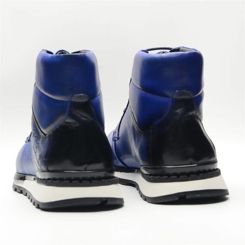 Botas Masculinas Couro Estilo Robusto - Azul