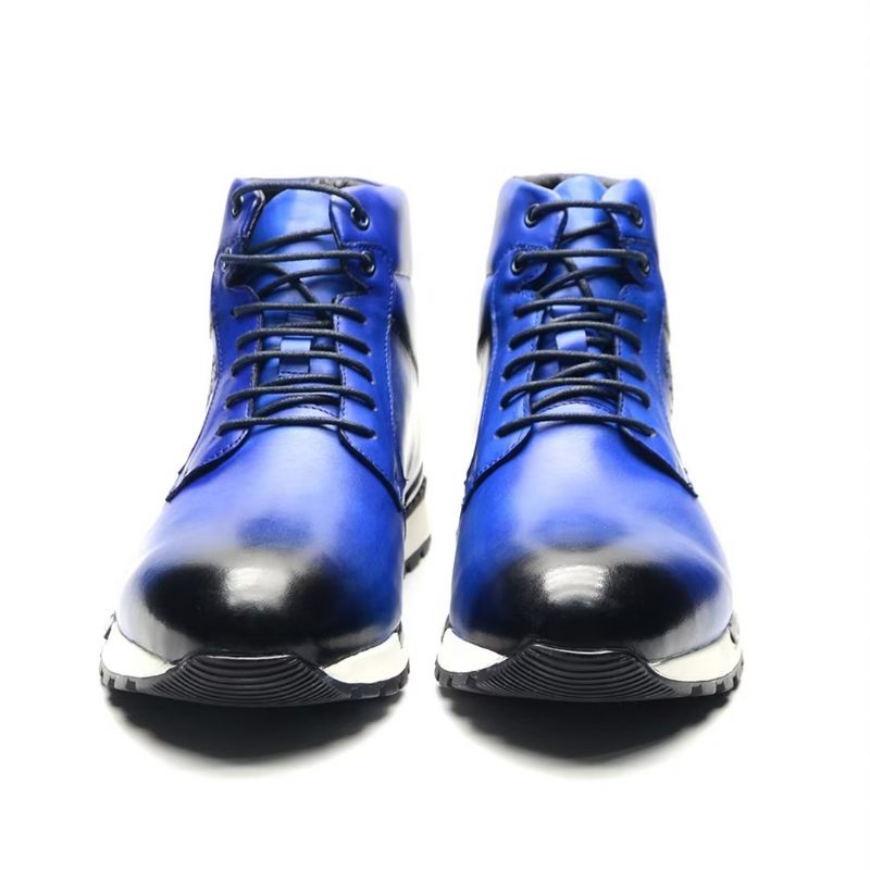 Botas Masculinas Couro Estilo Robusto - Azul