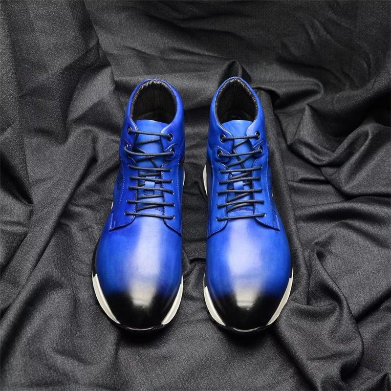 Botas Masculinas Couro Estilo Robusto - Azul