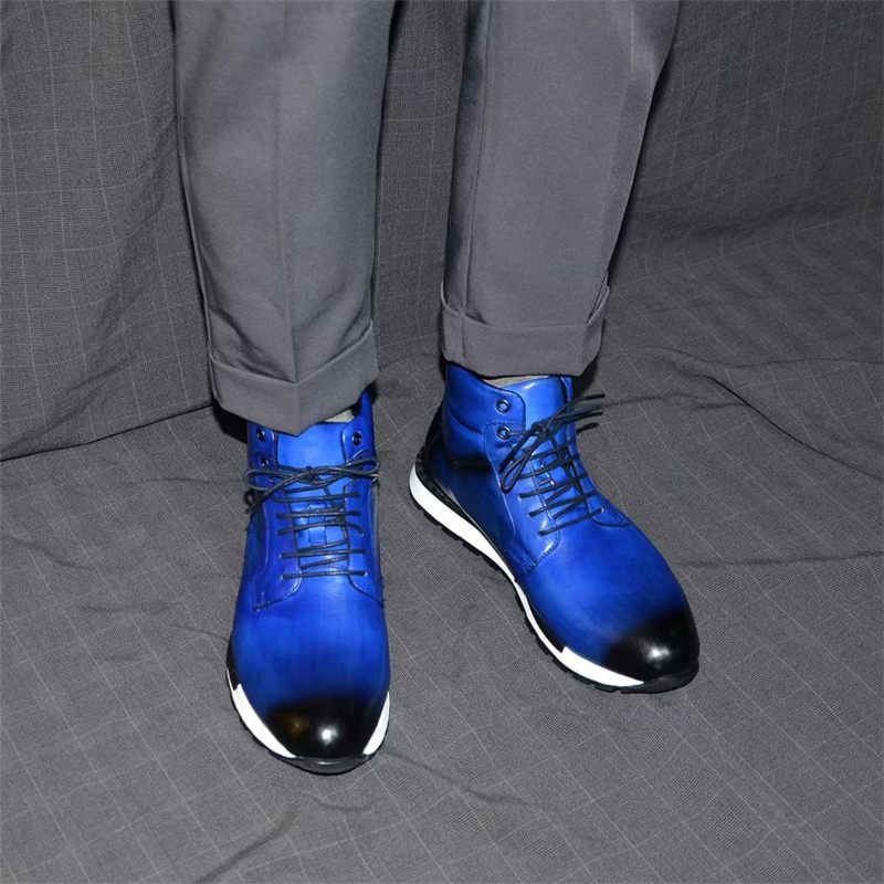 Botas Masculinas Couro Estilo Robusto - Azul