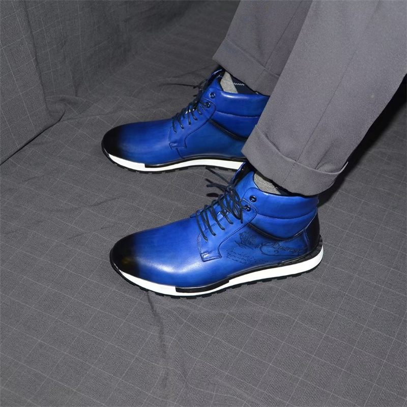 Botas Masculinas Couro Estilo Robusto - Azul