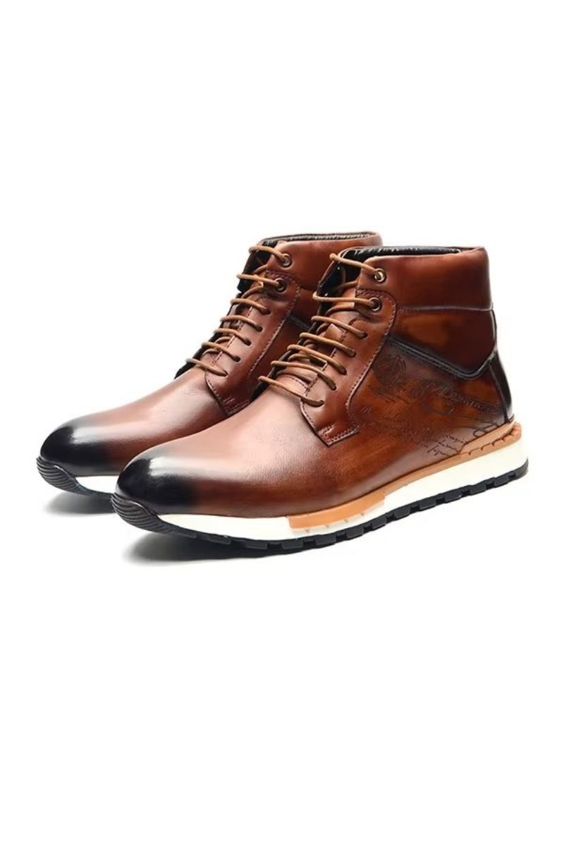 Botas Masculinas Couro Estilo Robusto - Marrom