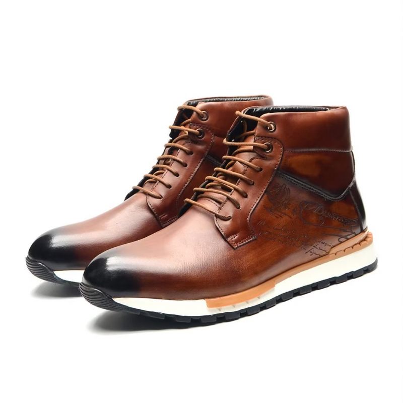 Botas Masculinas Couro Estilo Robusto - Marrom