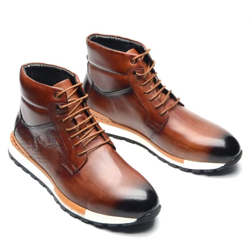 Botas Masculinas Couro Estilo Robusto - Marrom