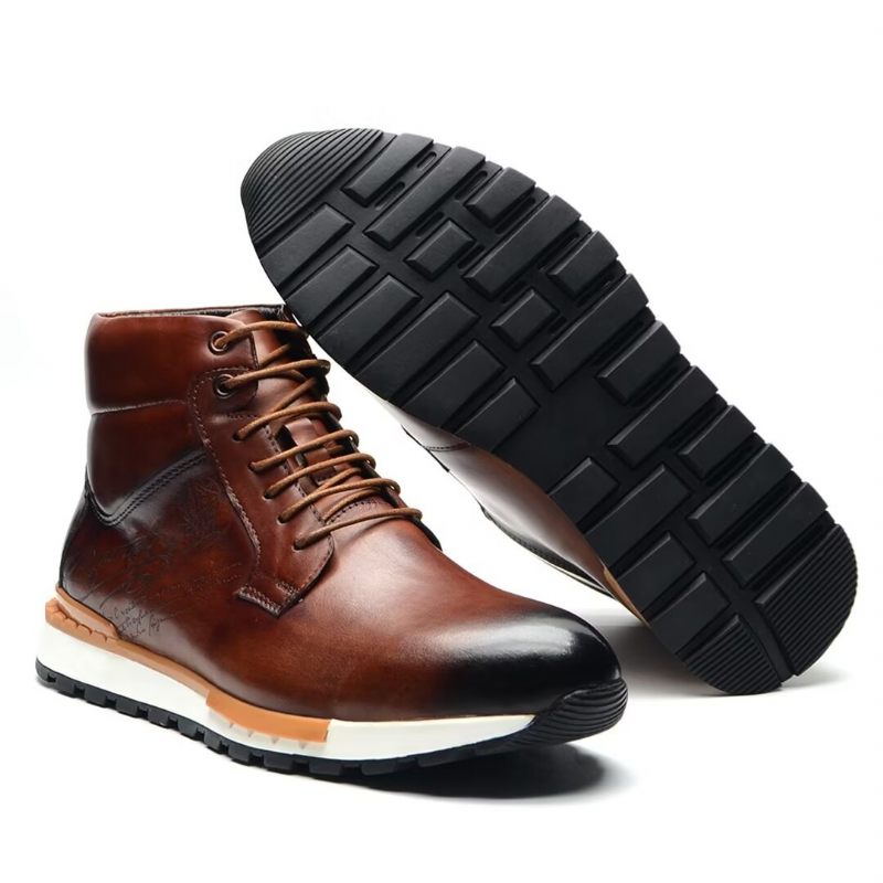 Botas Masculinas Couro Estilo Robusto - Marrom