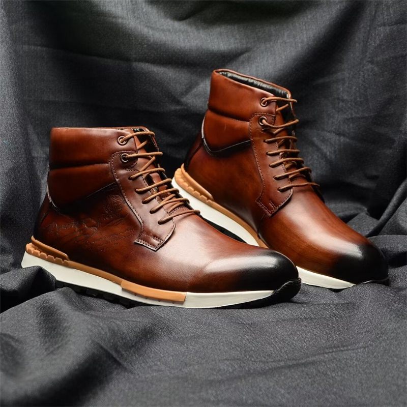 Botas Masculinas Couro Estilo Robusto - Marrom