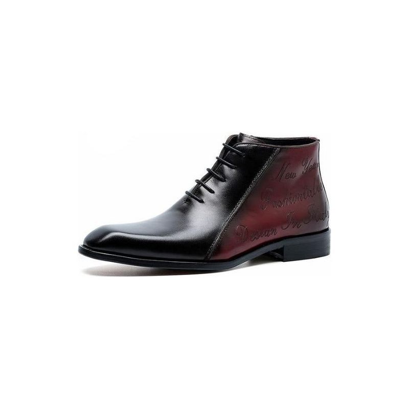 Botas Masculinas Couro Exótico Luxo Com Cadarço - Vermelho