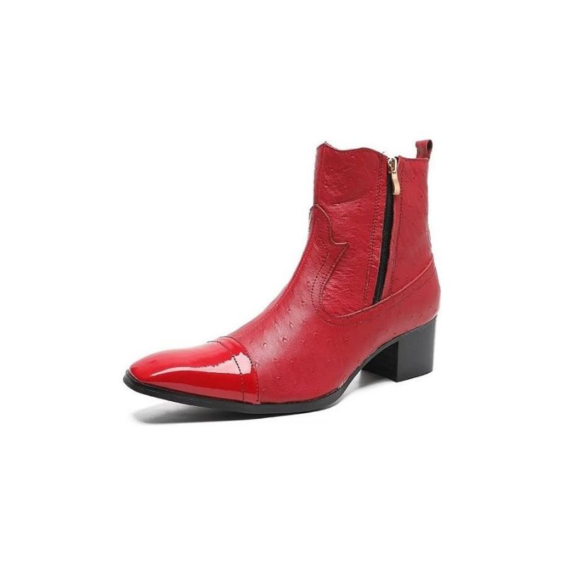 Botas Masculinas Couro Exótico Sociais - Vermelho