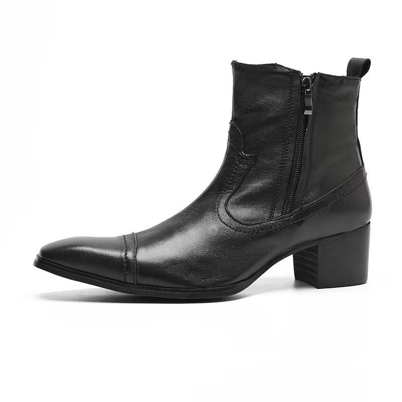 Botas Masculinas Couro Exótico Sociais - Preto