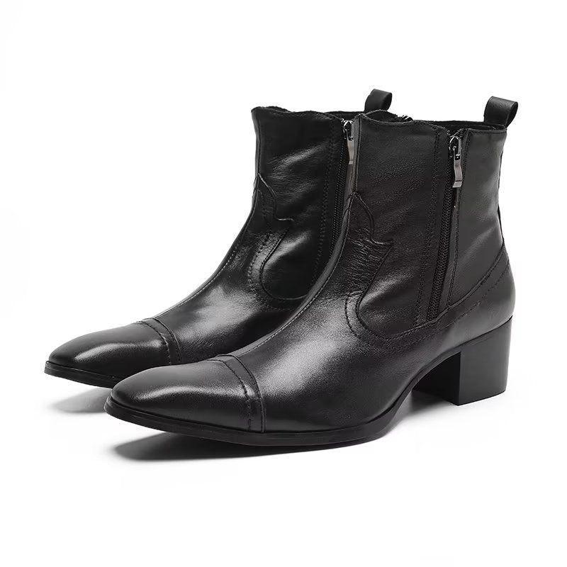 Botas Masculinas Couro Exótico Sociais - Preto