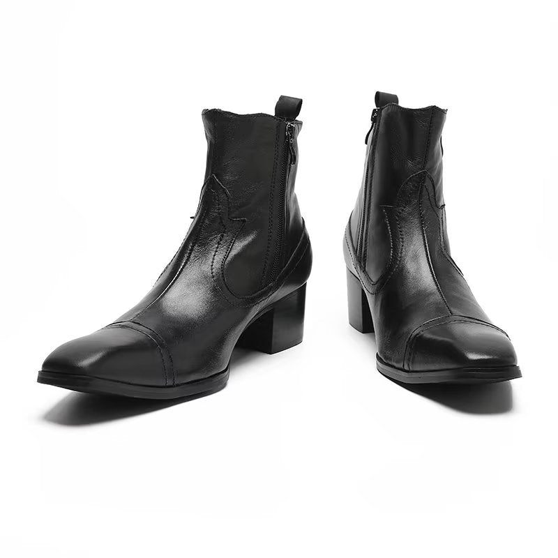 Botas Masculinas Couro Exótico Sociais - Preto