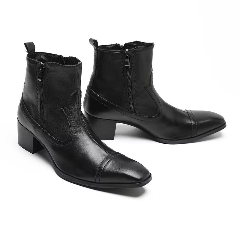 Botas Masculinas Couro Exótico Sociais - Preto