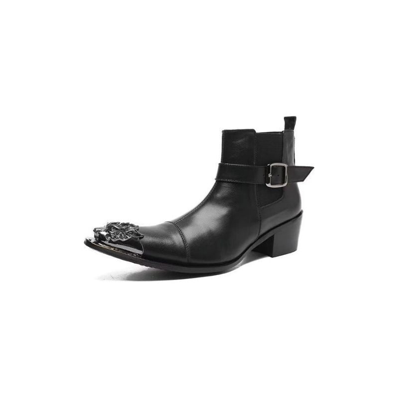 Botas Masculinas Couro Genuíno Com Zíper - Preto