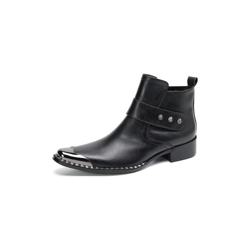 Botas Masculinas Couro Genuíno Com Zíper - Preto