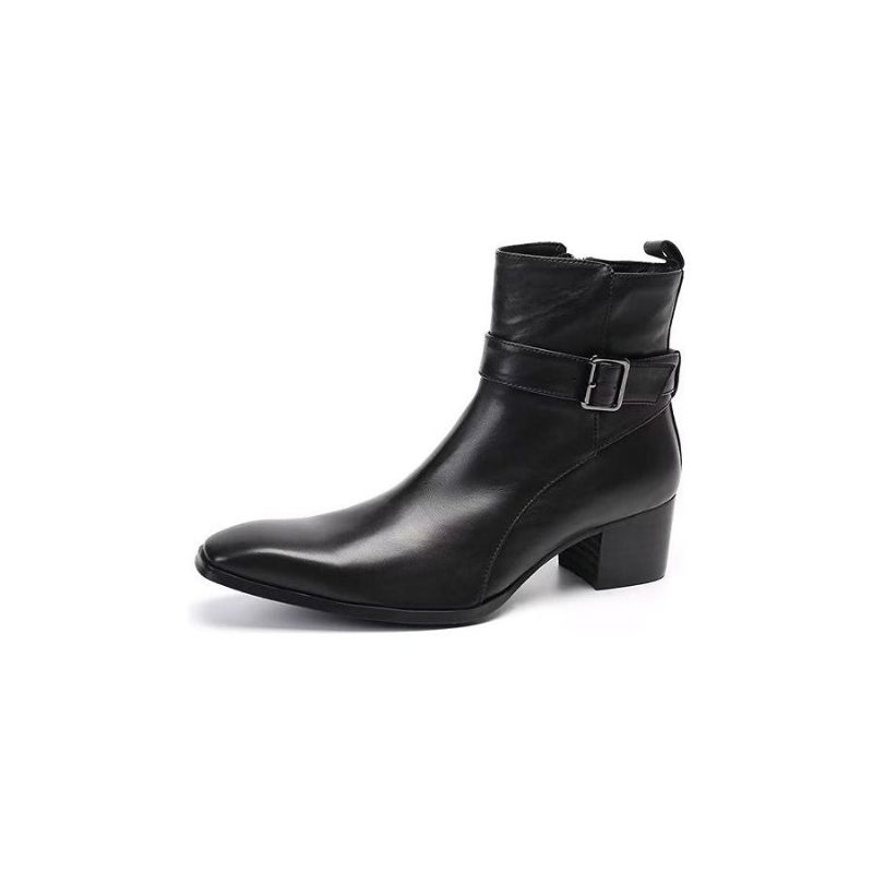 Botas Masculinas Couro Genuíno Com Zíper - Preto