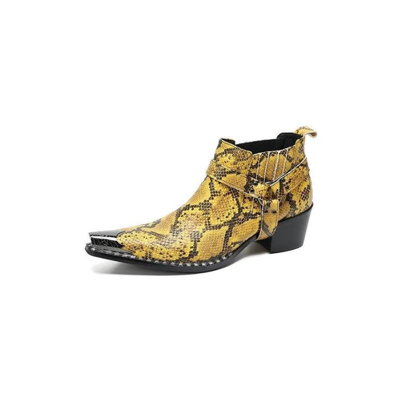 Botas Masculinas Couro Preto Para Festa - Amarelo