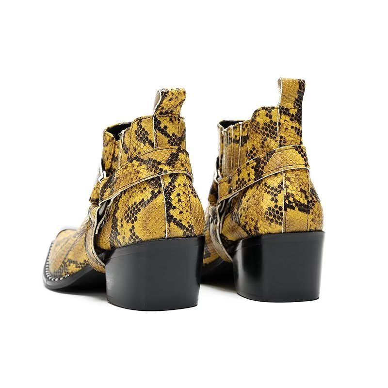 Botas Masculinas Couro Preto Para Festa - Amarelo