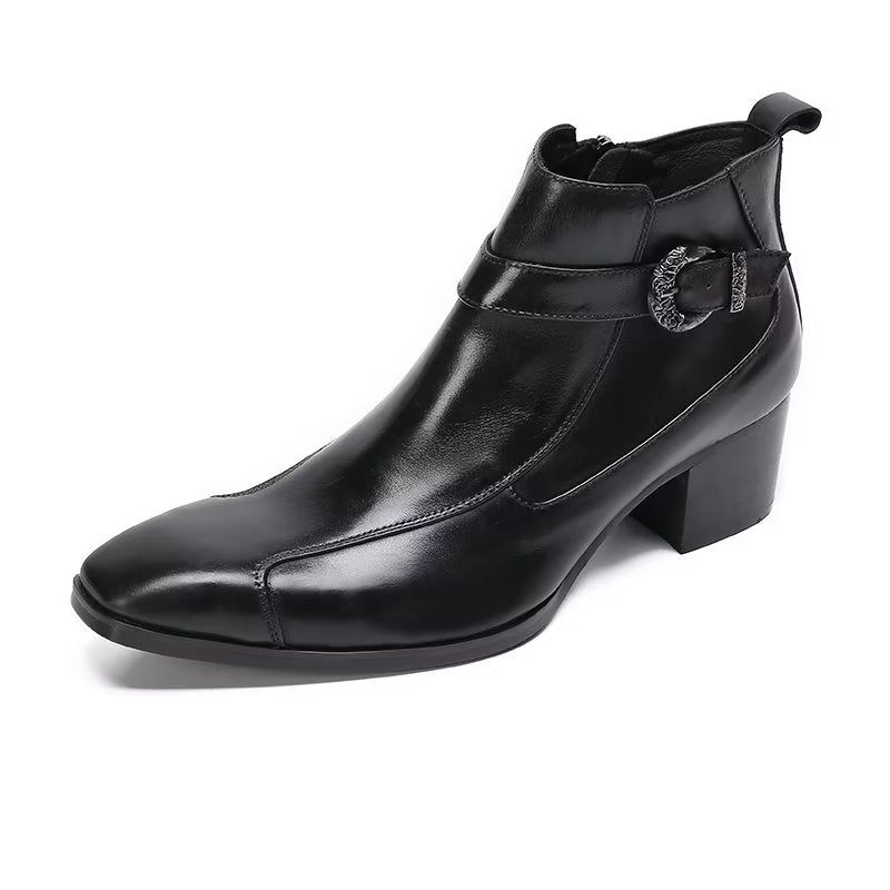 Botas Masculinas Couro Texturizado - Preto