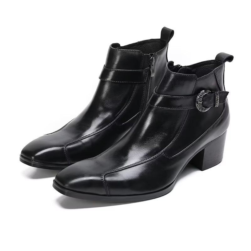 Botas Masculinas Couro Texturizado - Preto