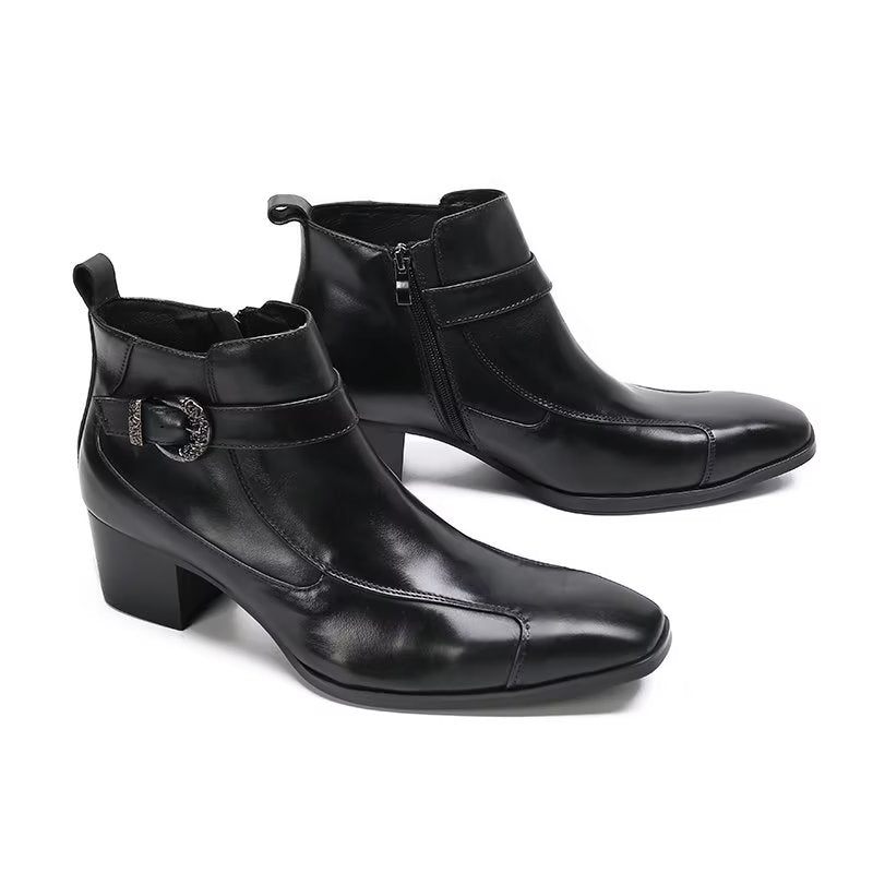 Botas Masculinas Couro Texturizado - Preto