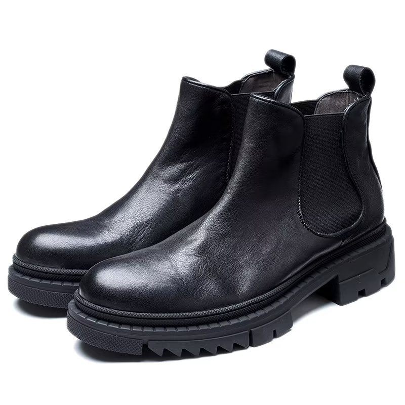 Botas Masculinas Couro Vaca Com Cadarço - Preto