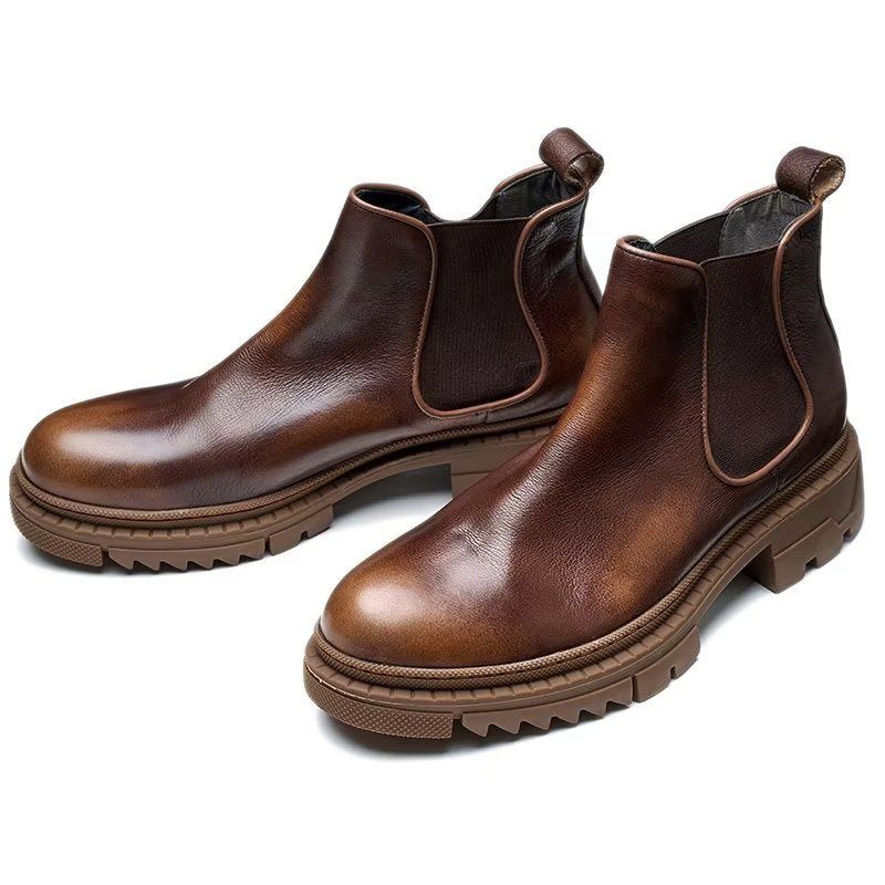 Botas Masculinas Couro Vaca Com Cadarço - Café