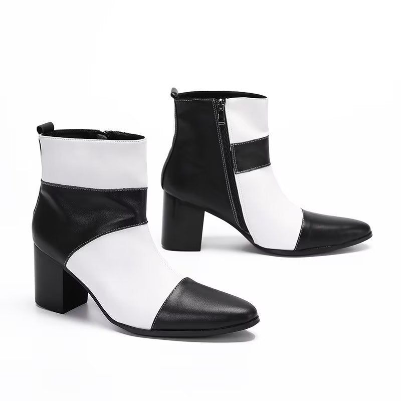 Botas Masculinas Couro Vaca Com Zíper - Branco