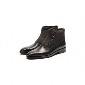 Botas Masculinas Couro Vaca Genuíno Chelsea Brogue Ankle Boots