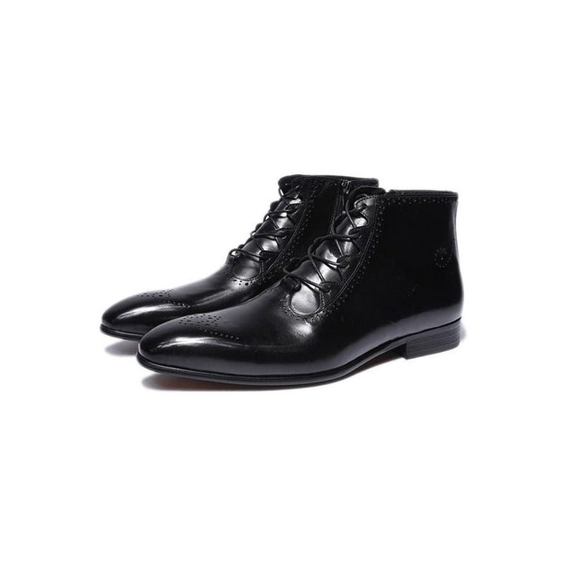 Botas Masculinas Derby Exóticas Com Cadarço No Tornozelo - Preto