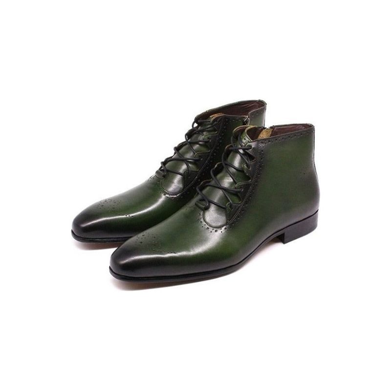 Botas Masculinas Derby Exóticas Com Cadarço No Tornozelo - Verde