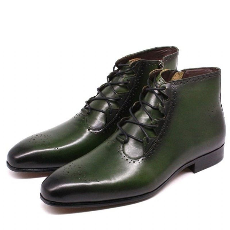 Botas Masculinas Derby Exóticas Com Cadarço No Tornozelo - Verde