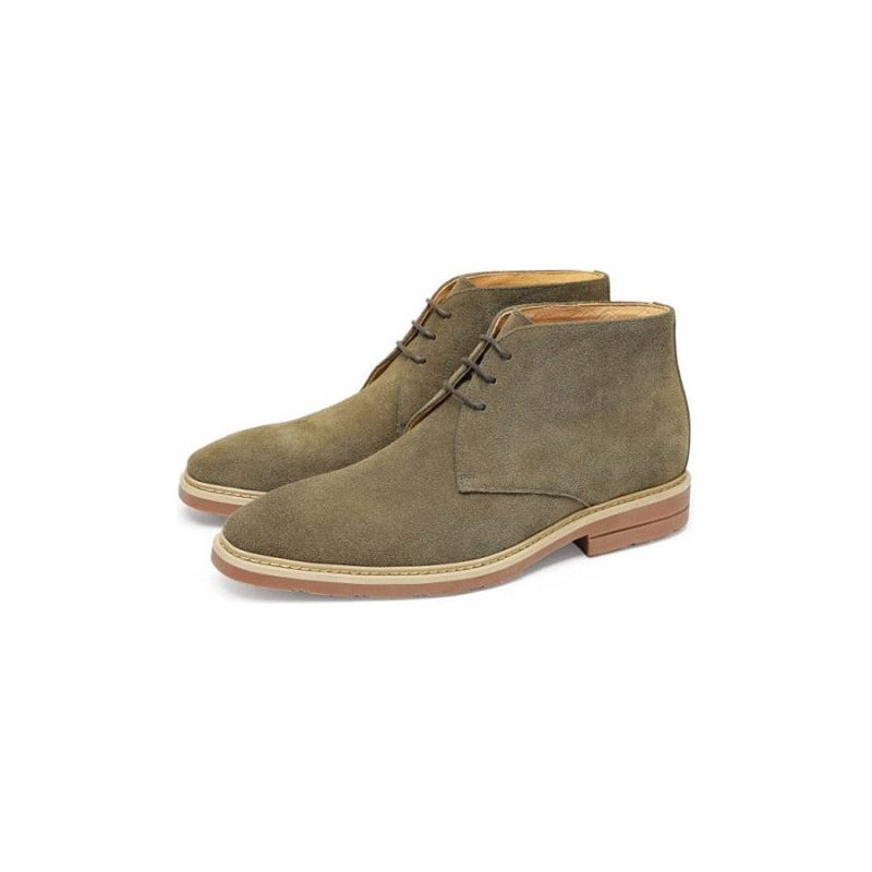 Botas Masculinas Designer Exótico Com Cadarço Brogue Ankle Boots - Verde