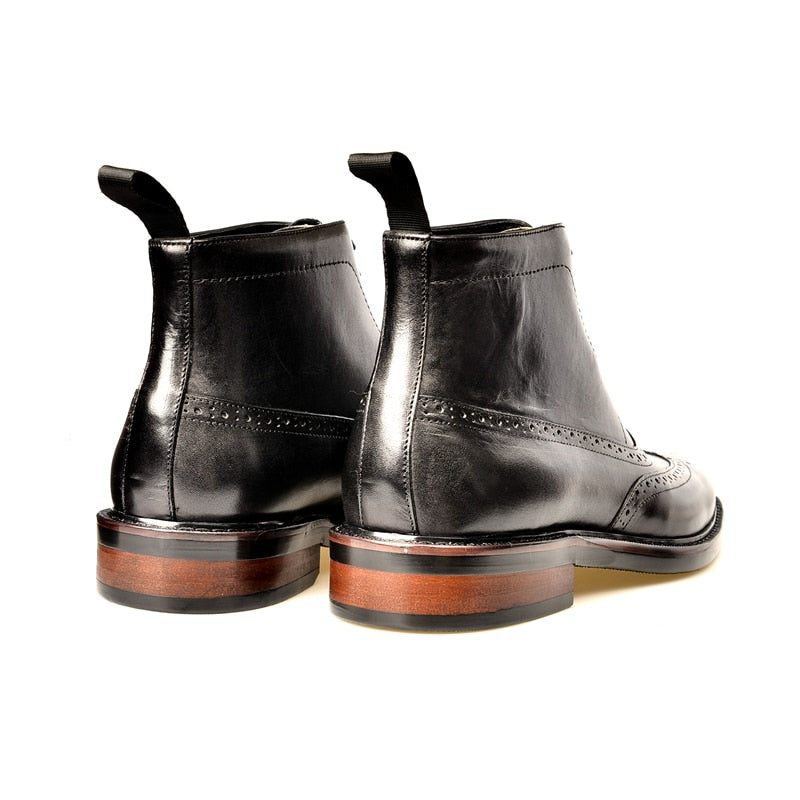 Botas Masculinas Designer Exótico Com Cordões Couro Chelsea Boots - Preto