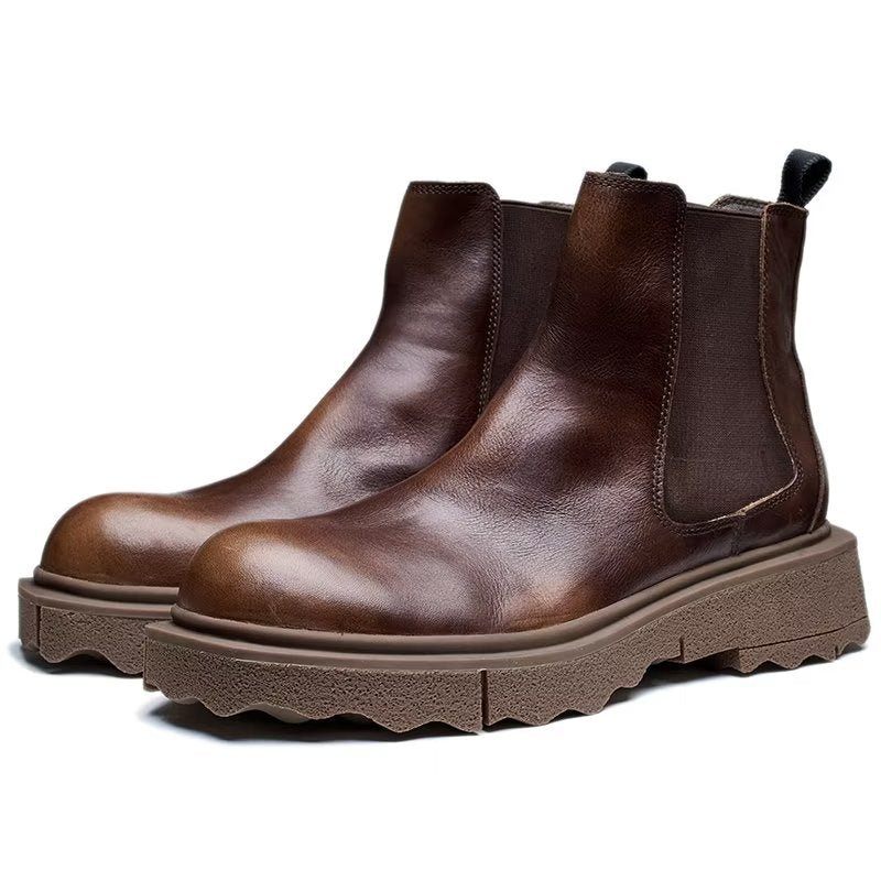 Botas Masculinas Elegance Slip On Ankle Boots - Café